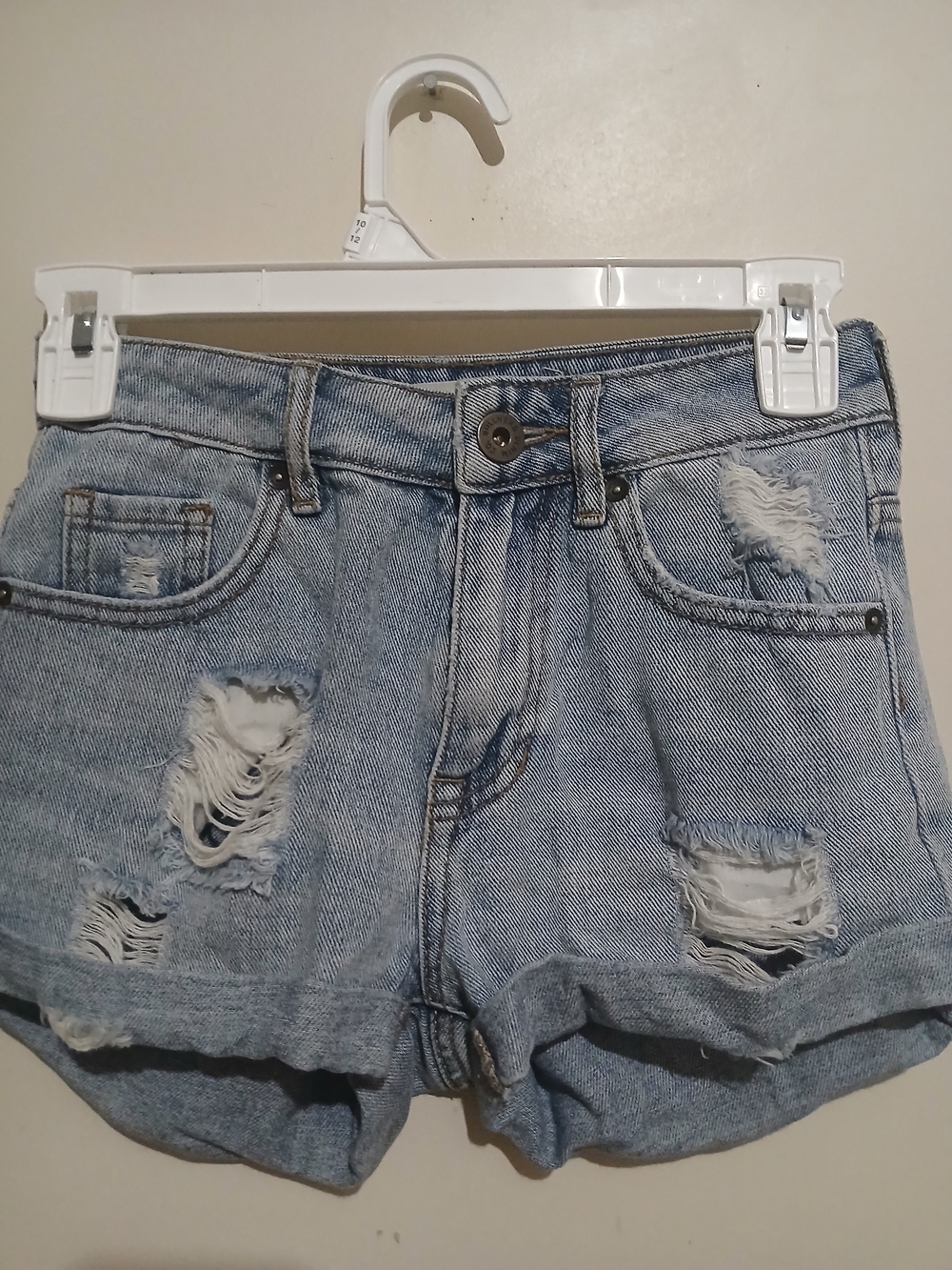 Bullhead Light Blue Distressed Denim Shorts high Rise woman size 00